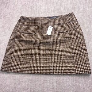 Banana Republic Brown and Black Plaid Midi Skirt